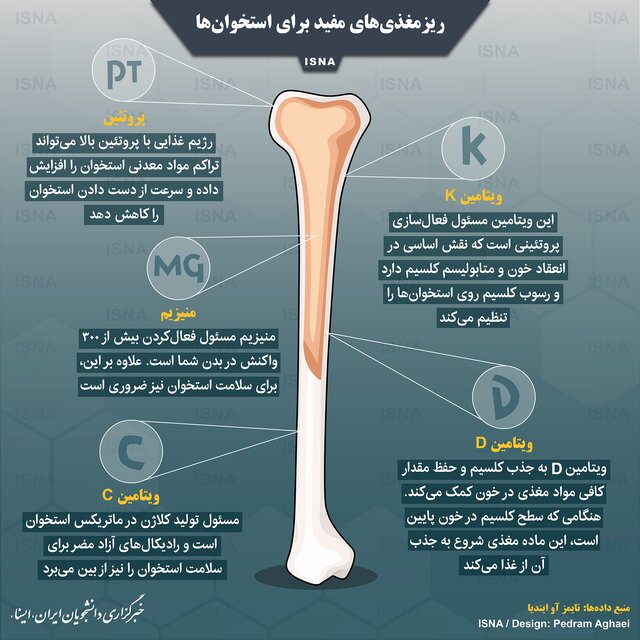 اینفوگرافیک / ریز مغذی های مفید برای استخوان ها